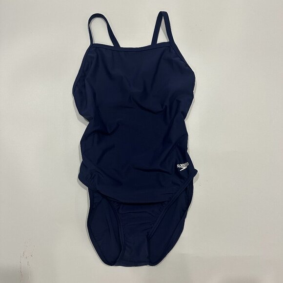 Speedo Navy Blue One Piece Swimsuit PowerFlex Flyback - Picture 3 of 8
